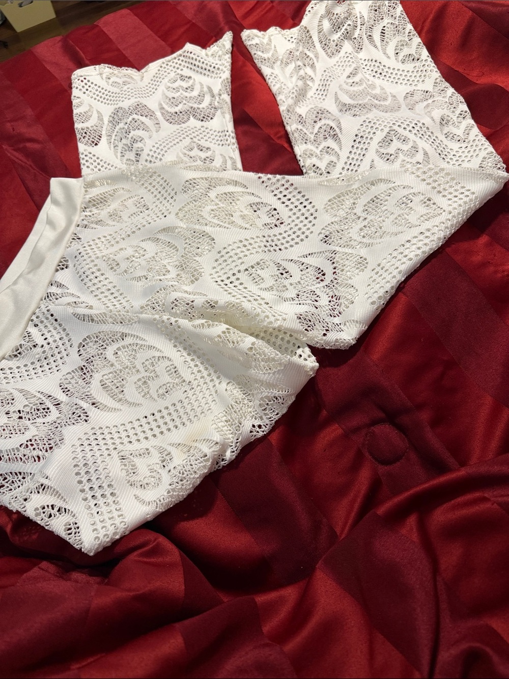 Go Couture White Crochet Lace Strapless Swim Coverup
